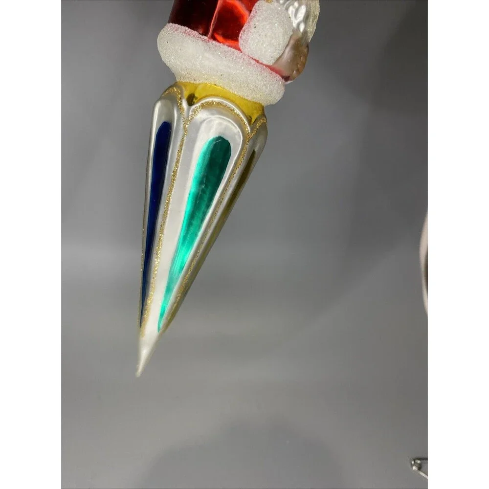 Kurt Adler Santa Icicle Polonaise Glass Christmas Drop Ornament by KOMOZJA